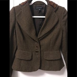 Used, Blazer, Plaid, Brown Size 2 Short